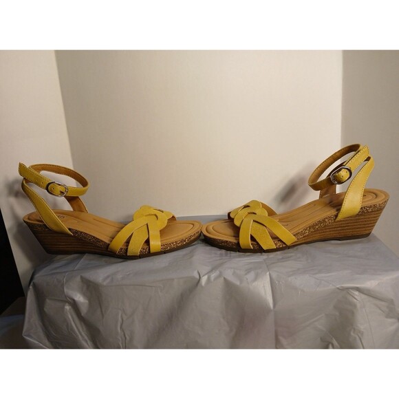 EARTH WMS-6M MUSTARD YELLOW OPEN TOE SANDALS  WEDGE,ANKLE STRAPPY - Picture 4 of 16